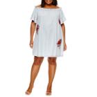 A.n.a Short Sleeve Embroidered Swing Dresses-plus