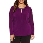 Liz Claiborne Long Sleeve Crew Neck Knit Blouse
