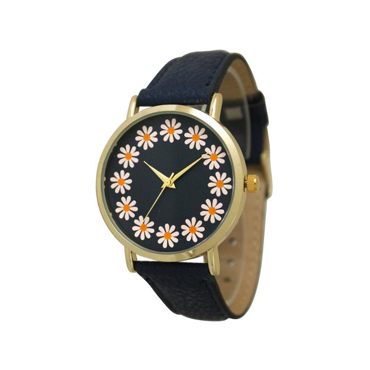 Olivia Pratt Womens Sunflower Dial Navy Leather Watch 13670navy