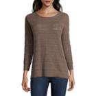 St. John's Bay 3/4-sleeve Pointelle Sweater