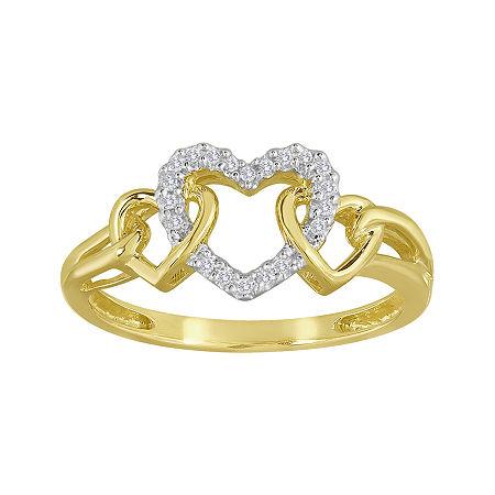 Diamond-accent 10k Yellow Gold Triple-heart Ring