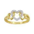 Diamond-accent 10k Yellow Gold Triple-heart Ring