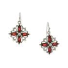 1928 Red Stone Silver-tone Marquise Earrings