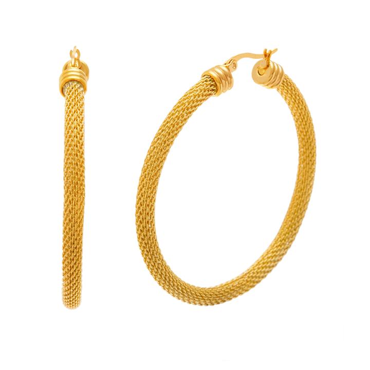 Yellow Ip Stainless Steel Snake Chain Hoop Earrings