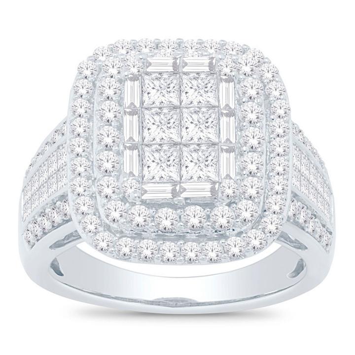 Womens 2 1/2 Ct. T.w. Princess White Diamond 14k Gold Engagement Ring