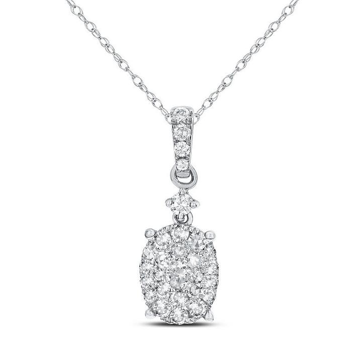 Womens 3/8 Ct. T.w. White Diamond 14k White Gold Pendant Necklace