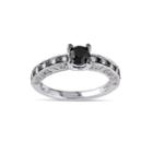 1 Ct. T.w. White And Color-enhanced Black Diamond Sterling Silver Ring
