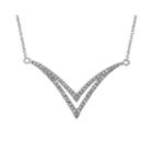 Crystal Sterling Silver Double V Necklace