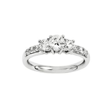 7/8 Ct. T.w. Diamond 14k White Gold 3-stone Engagement Ring