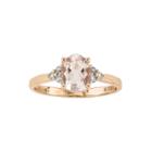 Oval Genuine Morganite And 1/10 Ct. T.w. Diamond 14k Rose Gold Ring