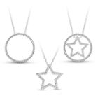 Sterling Silver 3-in-1 Cubic Zirconia Circle Star Necklace