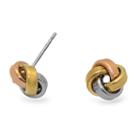 14k Tri-color Gold Over Silver 9.7mm Knot Stud Earrings