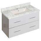 36-in. W Wall Mount White Vanity Set For 1 Hole Drilling Bianca Carara Top Biscuit Um Sink