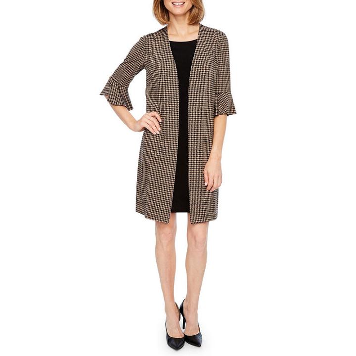 Perceptions Elbow Bell Sleeve Faux Jacket Dress