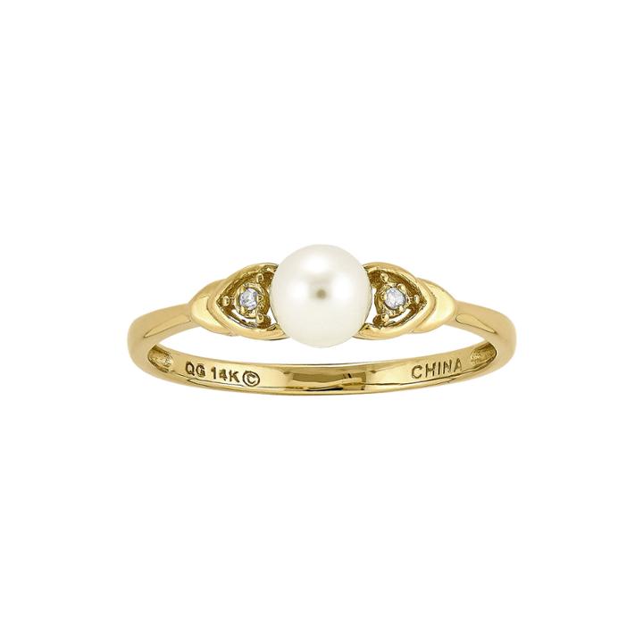 Cultured Freshwater Pearl And Diamond-accent 14k Yellow Gold Ring