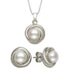 Womens 2-pack White Pearl Sterling Silver Jewelry Set