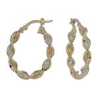 Tri Color 14k Gold Twisted Ribbon Hoop Earrings