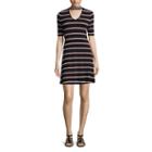 Arizona 3/4 Sleeve Stripe Fit & Flare Dress-juniors
