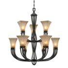 Genesis 2-tier 9-light Chandelier In Roan Timber With Evolution Glass