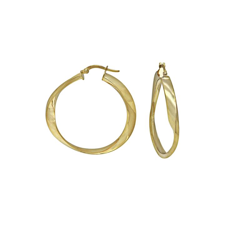 14k Yellow Gold Twisted Polished Hoop Earrings