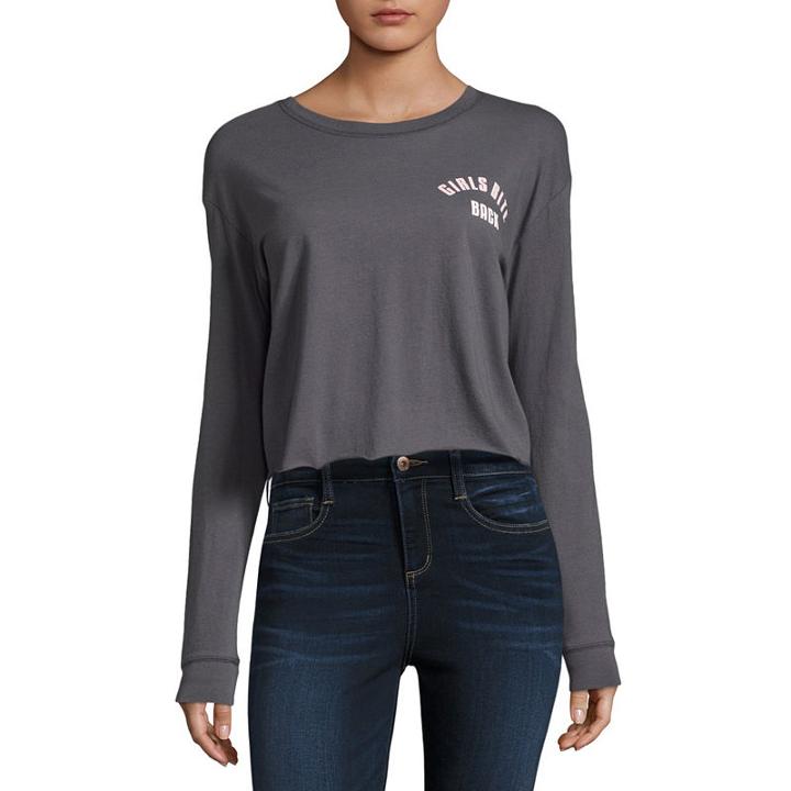 City Streets Long Sleeve Round Neck Graphic T-shirt-juniors