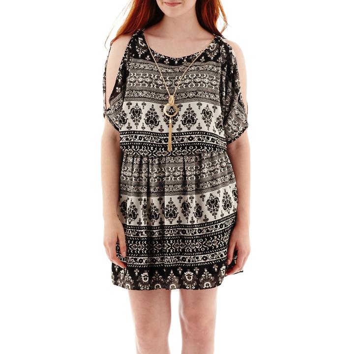 By & By 3/4-sleeve Cold-shoulder Tank Necklace Dress