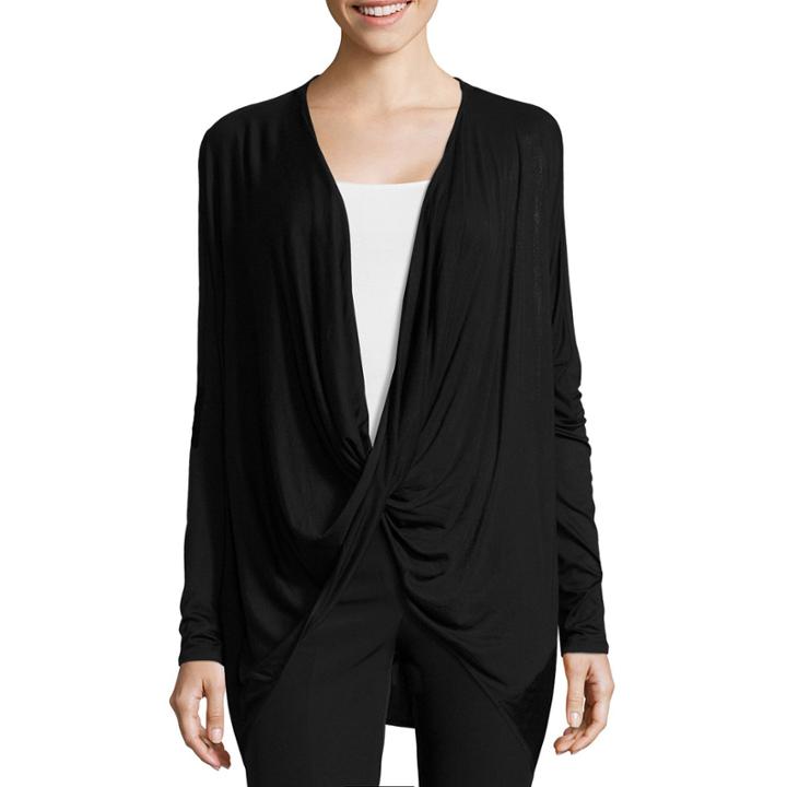 Worthington Long Sleeve Draped Neck T-shirt