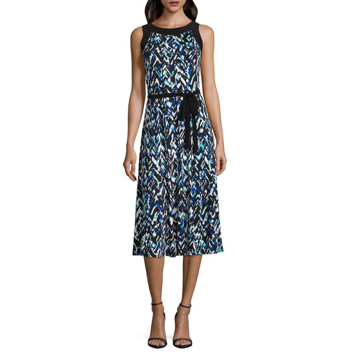 Perceptions Sleeveless Pattern Fit & Flare Dress