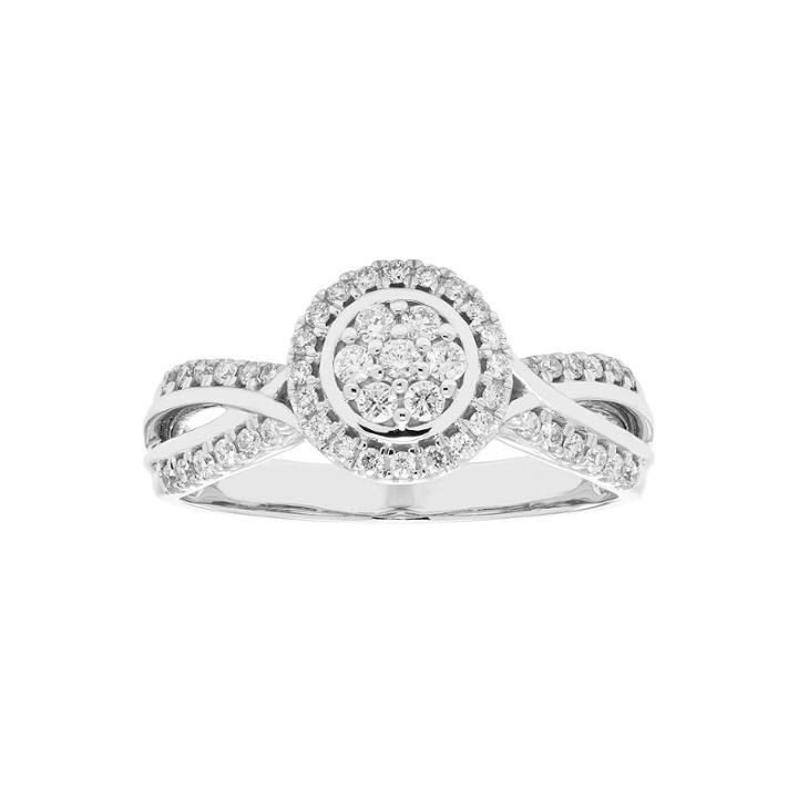 Womens 3/8 Ct. T.w. Genuine Round White Diamond 10k Gold Engagement Ring