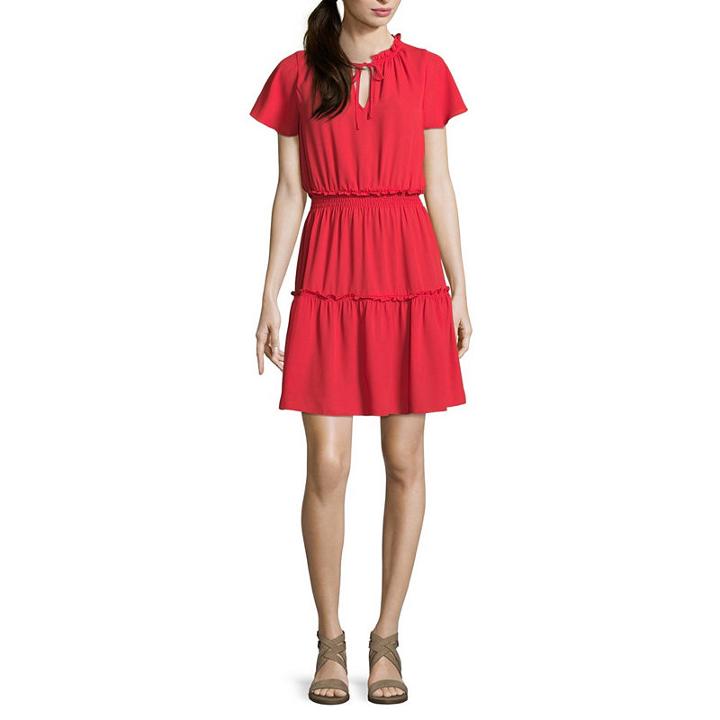 Belle + Sky Short Sleeve Smocked Ruffle Dress