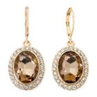 Monet Brown Stone And Gold-tone Drop Earrings