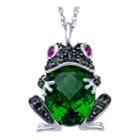 Simulated Peridot And Lab-created Ruby Frog Pendant