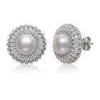 Genuine White Cultured Freshwater Pearls Sterling Silver 15mm Stud Earrings