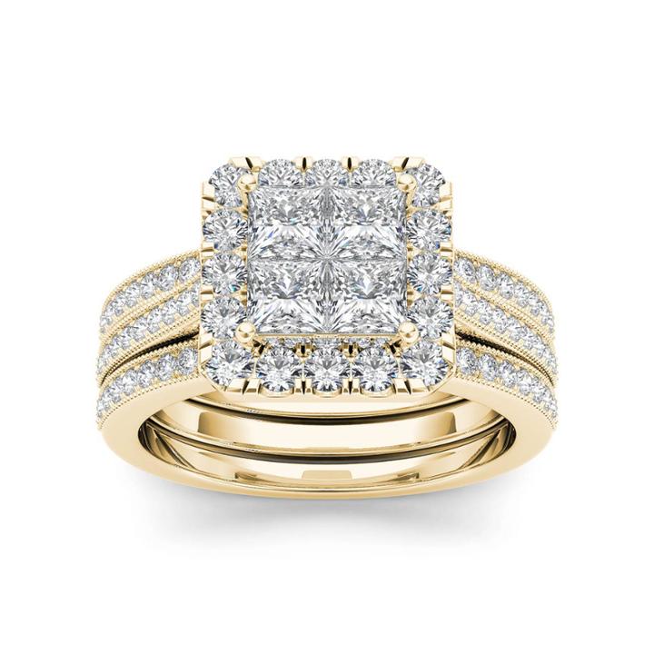 Womens 1 1/2 Ct. T.w. Genuine White Diamond 14k Gold Bridal Set