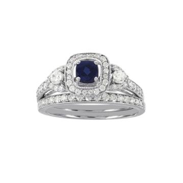 Blooming Bridal 3/4 Ct. T.w. Diamond And Color-enhanced Sapphire Ring