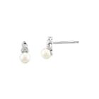 Cultured Freshwater Pearl And Diamond Accent 14k White Gold Stud Earrings