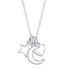 Footnotes Sterling Silver Moon, Star & Heart Charm Necklace
