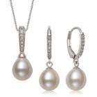 Womens 2 Pair White Sterling Silver Jewelry Set