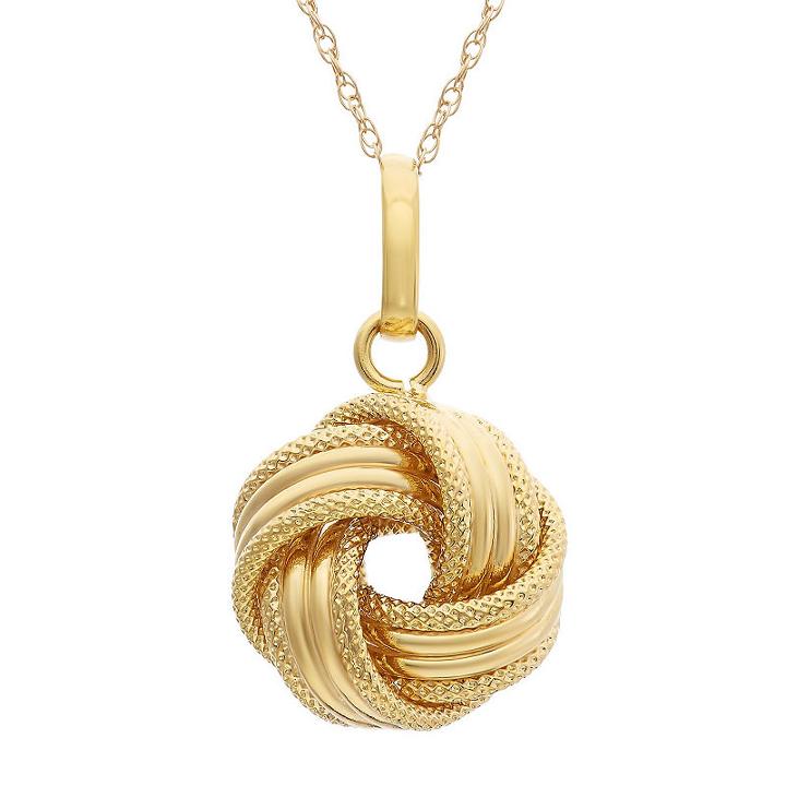 Womens 14k Gold Knot Pendant Necklace