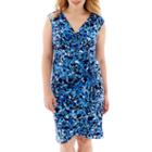 London Style Collection Sleeveless Faux-wrap Dress - Plus