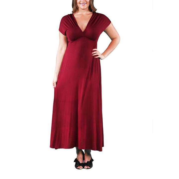 24/7 Comfort Apparel Empire Waist Maxi Dress-plus