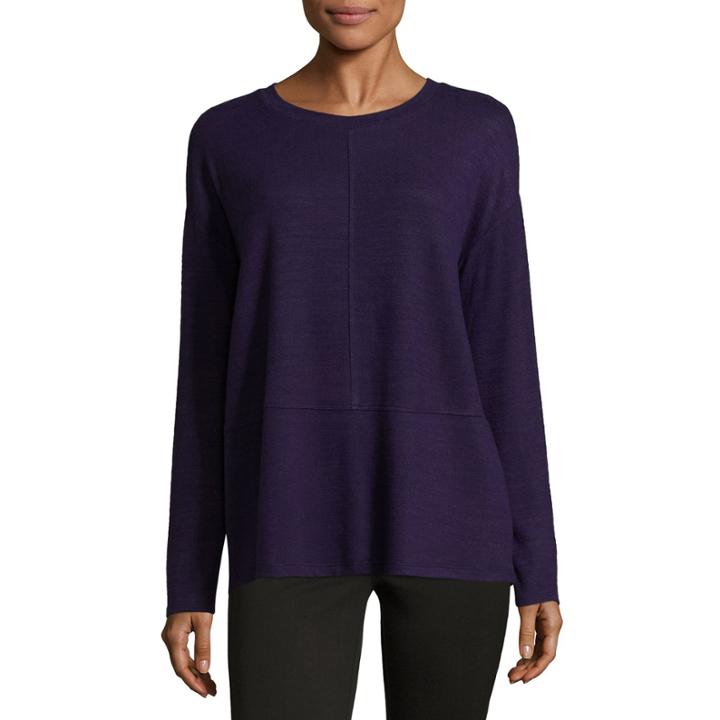 Liz Claiborne Long Sleeve Scoop Neck Pattern T-shirt-womens