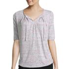 Liz Claiborne Elbow-sleeve Tie-front T-shirt - Petite