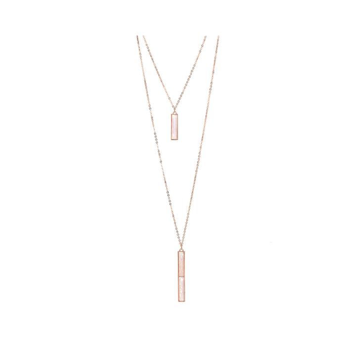 Worthington Rose-tone Mother-of-pearl Rectangle Pendant Necklace