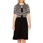 Perceptions Short-sleeve Chevron Print Jacket Dress - Petite