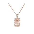 Oval Genuine Morganite And Diamond-accent 14k Rose Gold Pendant Necklace