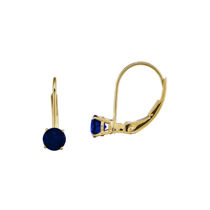 Genuine Blue Sapphire 14k Yellow Gold Leverback Earrings