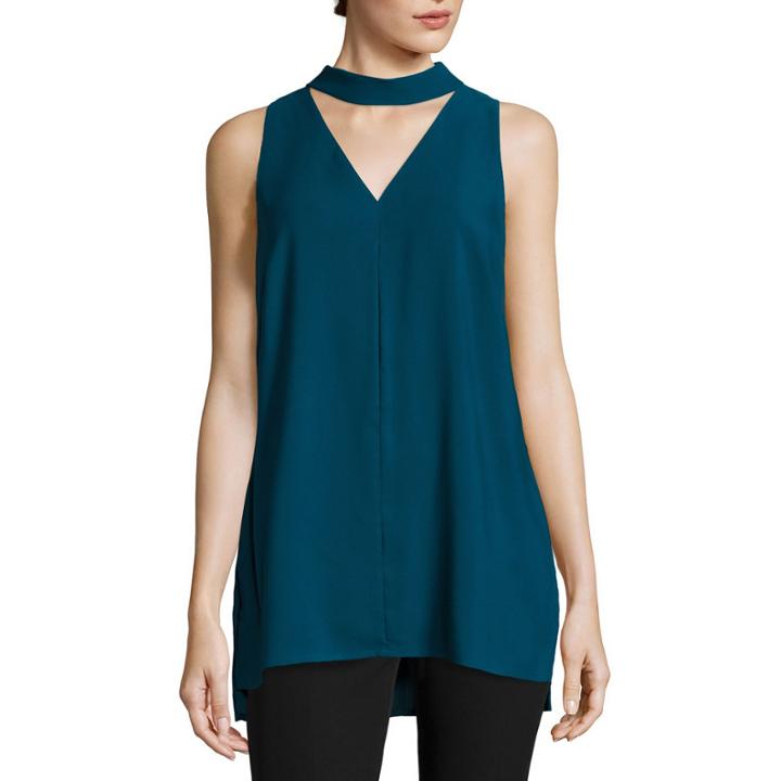 Worthington Sleeveless Cut-out Mockneck Top