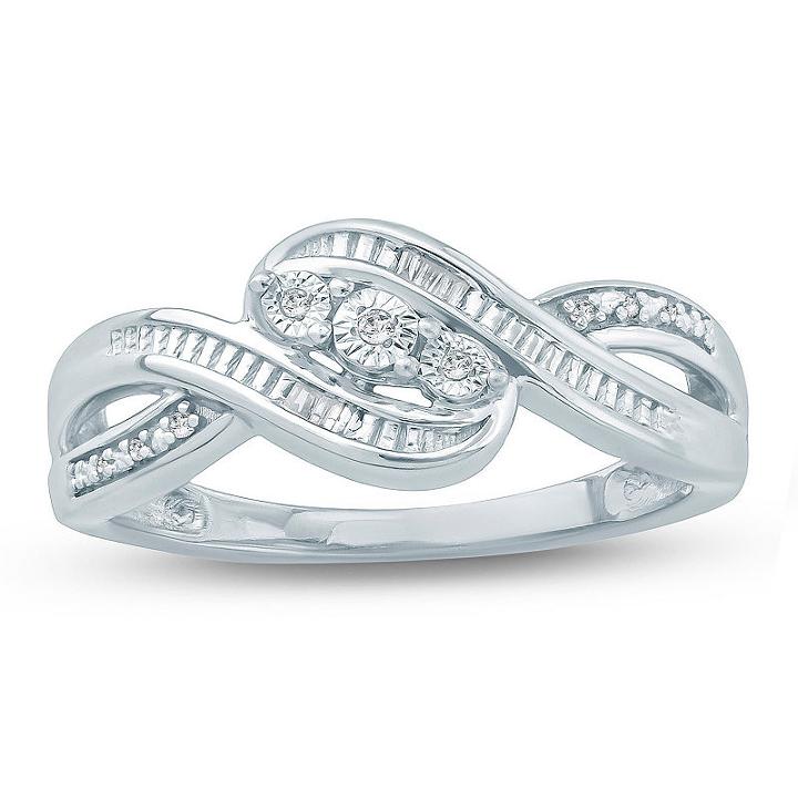 Womens Diamond Accent Diamond White Sterling Silver Delicate Ring