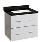 23.75-in. W Wall Mount White Vanity Set For 3h4-in. Drilling Black Galaxy Top Biscuit Um Sink